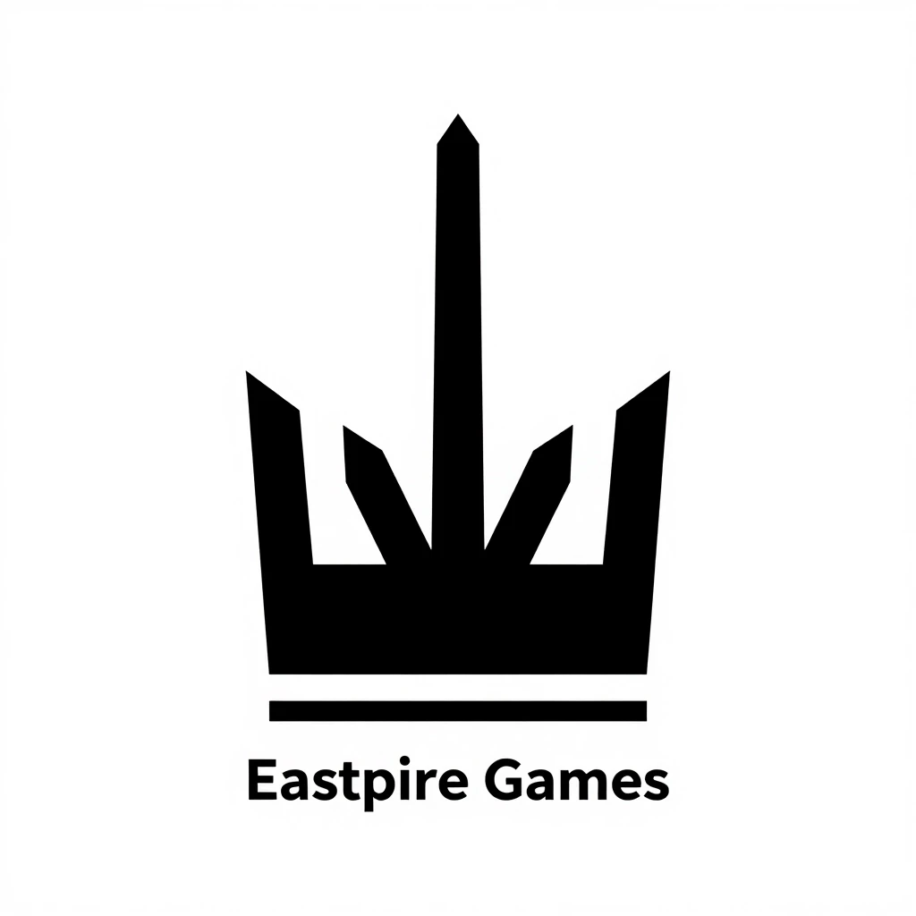 Минималистичный логотип-абстракция для игровой студии «Eastpire Games». Без текста. Плоский вектор, геометричный, строгий. Абстрактный знак, соединяющий восточную эстетику и…
