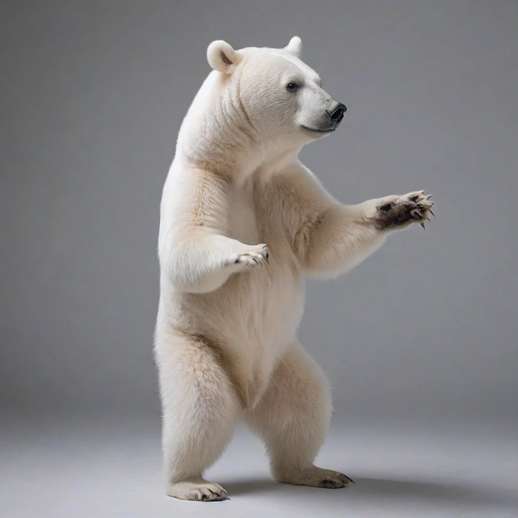 white bear stands on its hind legs, black background, 3/4 view — работа пользователя Блестящая Конвекция