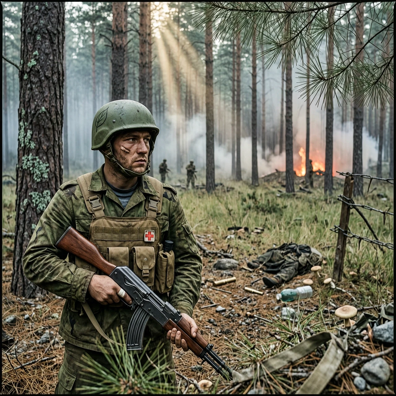 А нам все равно,а нам все равно Не боимся мы дронную фигню Дело есть у нас в этот жуткий час Обнаглевшую мы косим укропню Там в лесу Кременском,где трепещут сосёнки Где с дубов…