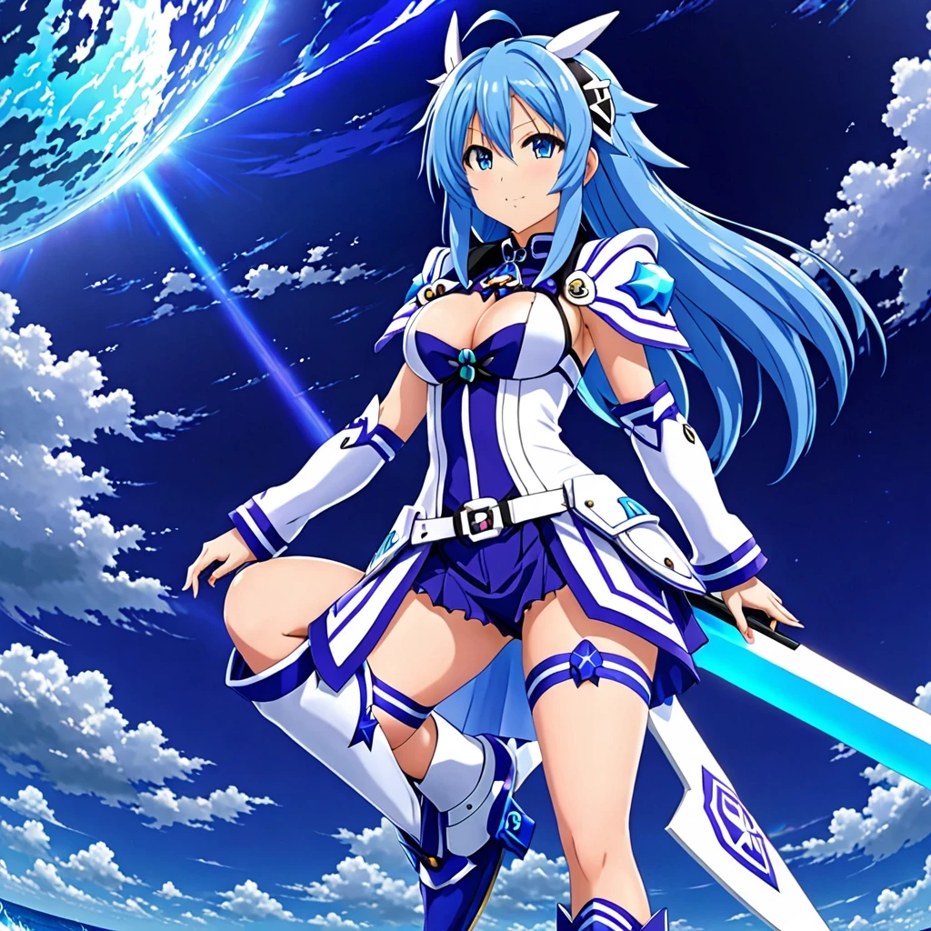 Neptunia-woman, full height, blue storm background — работа пользователя Новаторская Симметрия