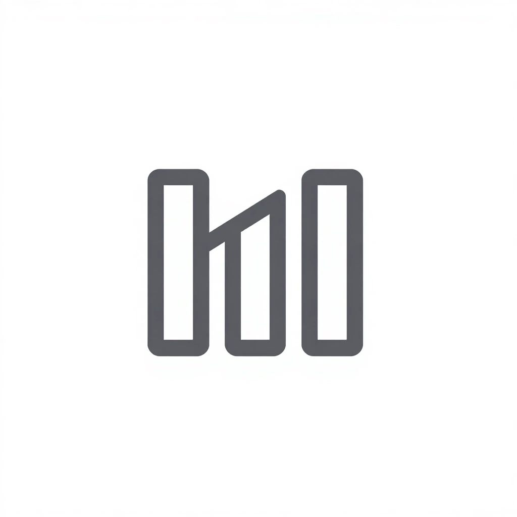 minimalist dark grey broken line logo with 3 segments, very subtle soft shadow underneath, white background, flat but with slight depth, vector, 1:1, style: minimal, clean,…