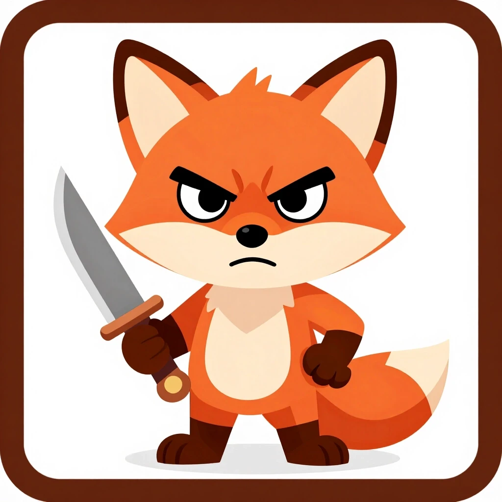 NFT character card. Angry fox with a knife in its paws — работа пользователя Спиральная Волна
