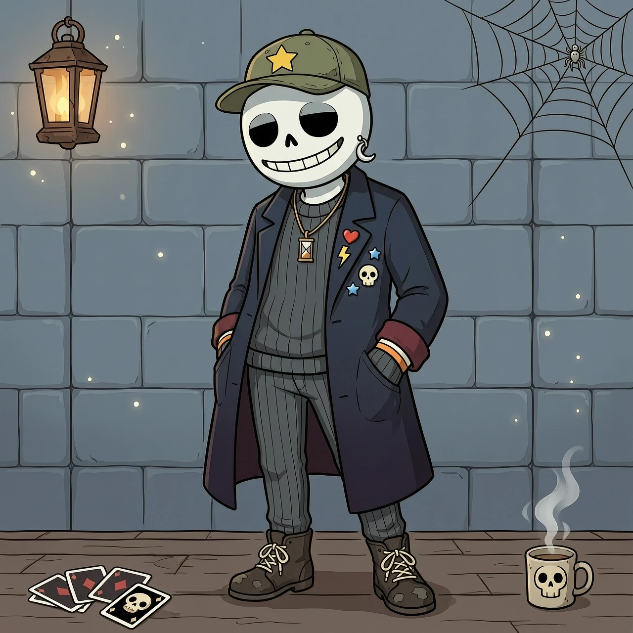 Создай скелета как из игры undertale по имени Санс , интересной одеждой и аксессуарами — работа пользователя Ошеломляющая Лава