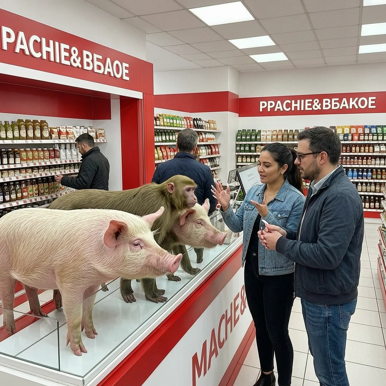 Покупатели свиньи и макаки в магазине красное&amp;белое с неприлично длинным маникюром — работа пользователя Неповторимая Аспидина