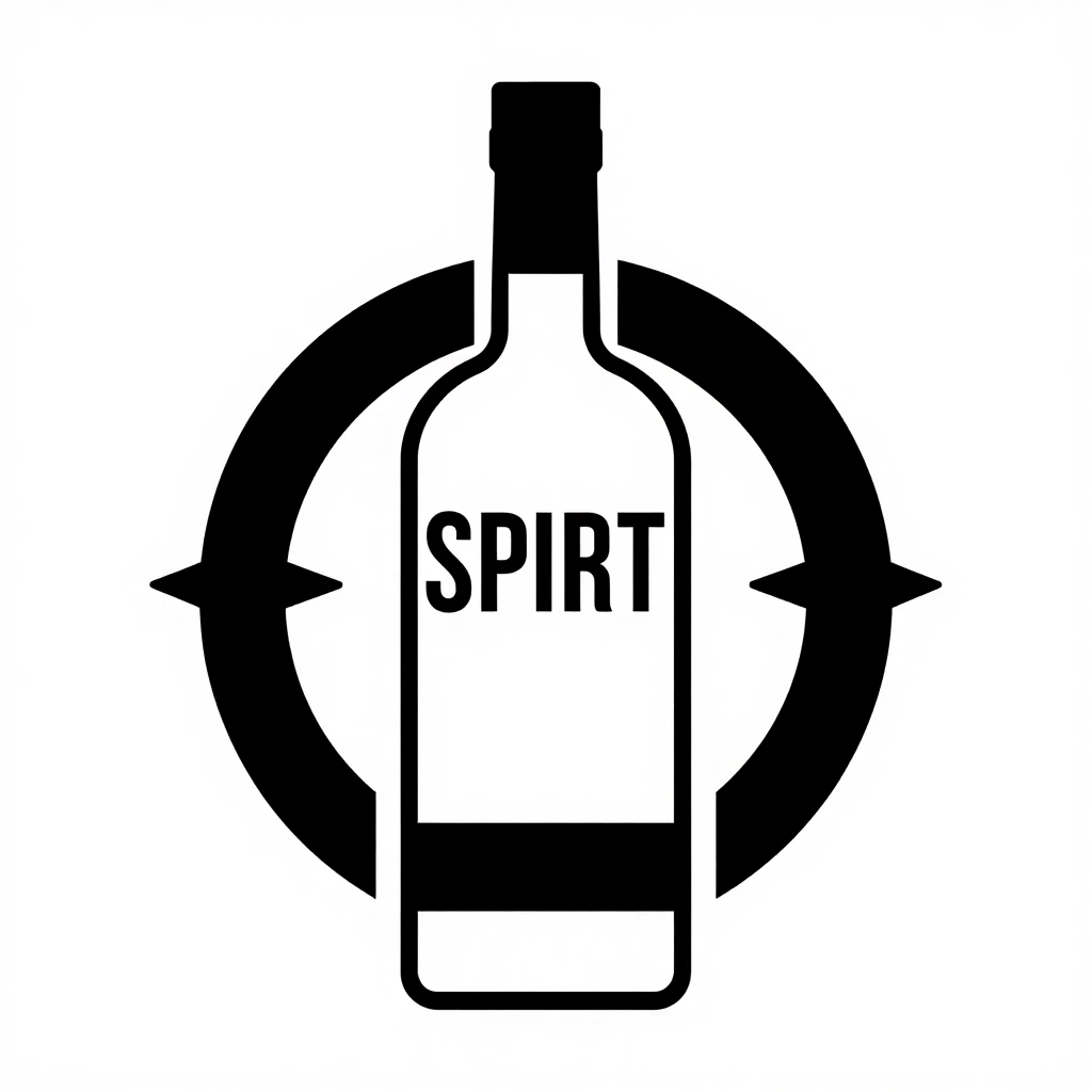 Создай логотип? черно-белая графика, бутылка водки и на ней надпись крупно SPIRT — работа пользователя Снежный Детектор