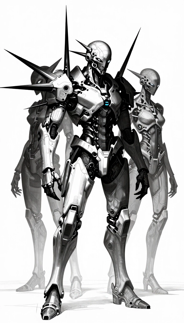 creatures cyberpunk illusion disproportionately. четкие обрывистые pencil линии, концепт high detail. — работа пользователя Фантастический Риф