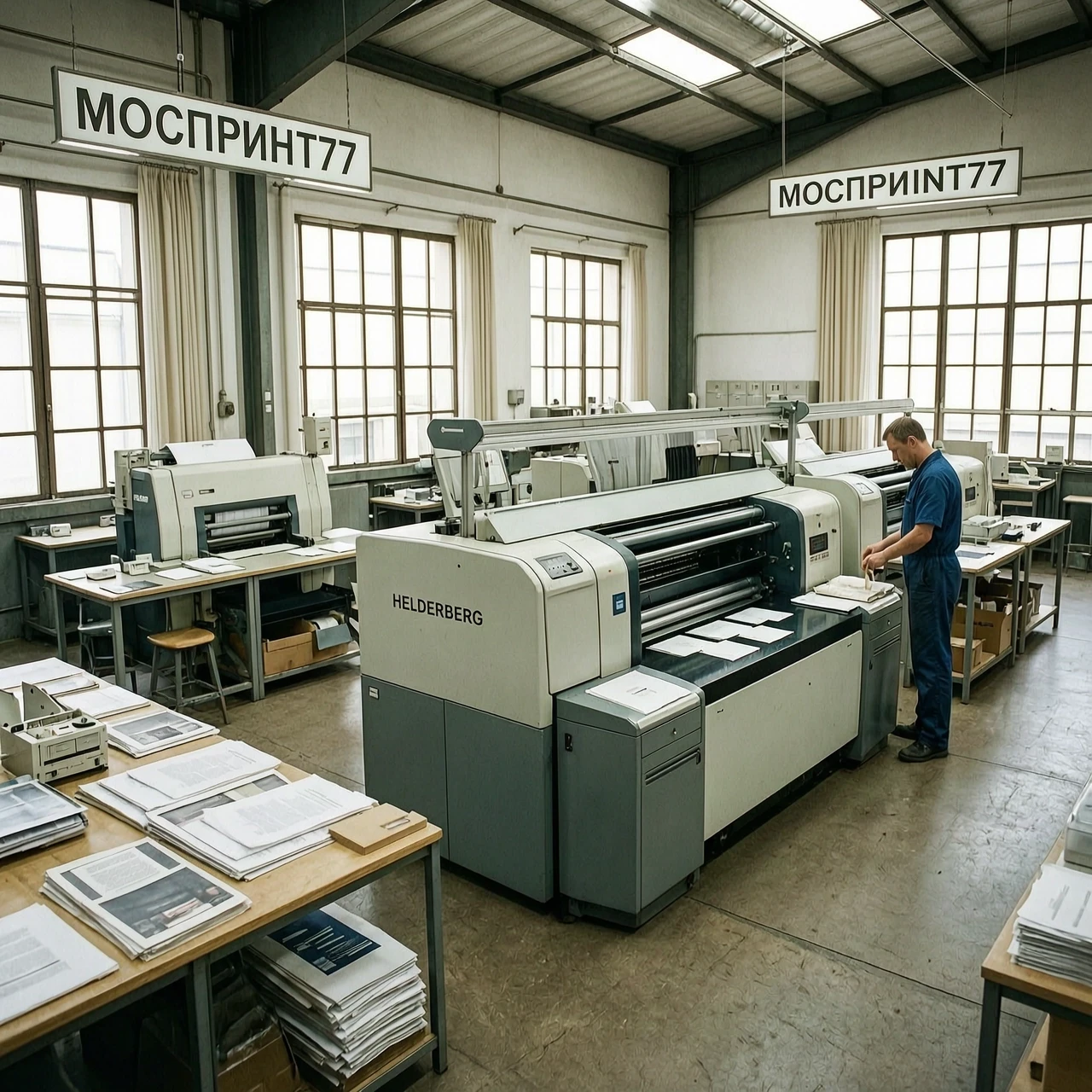 Видео офсетной типографии МОСПРИНТ77. Печатный цех с печатной машиной HELDERBERG — работа пользователя Духовная Горгона