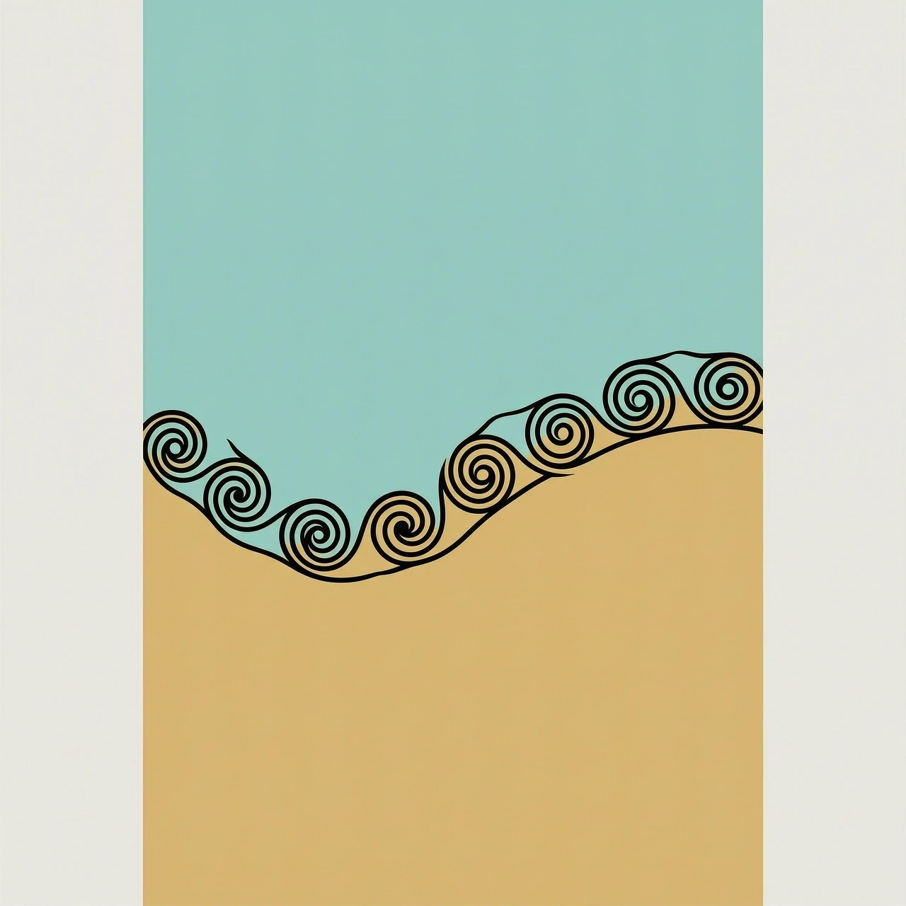 A vertical minimalist vector art illustration for a book cover background. Flat design style. The canvas is cleanly divided into two fields: the top part is flat pastel…