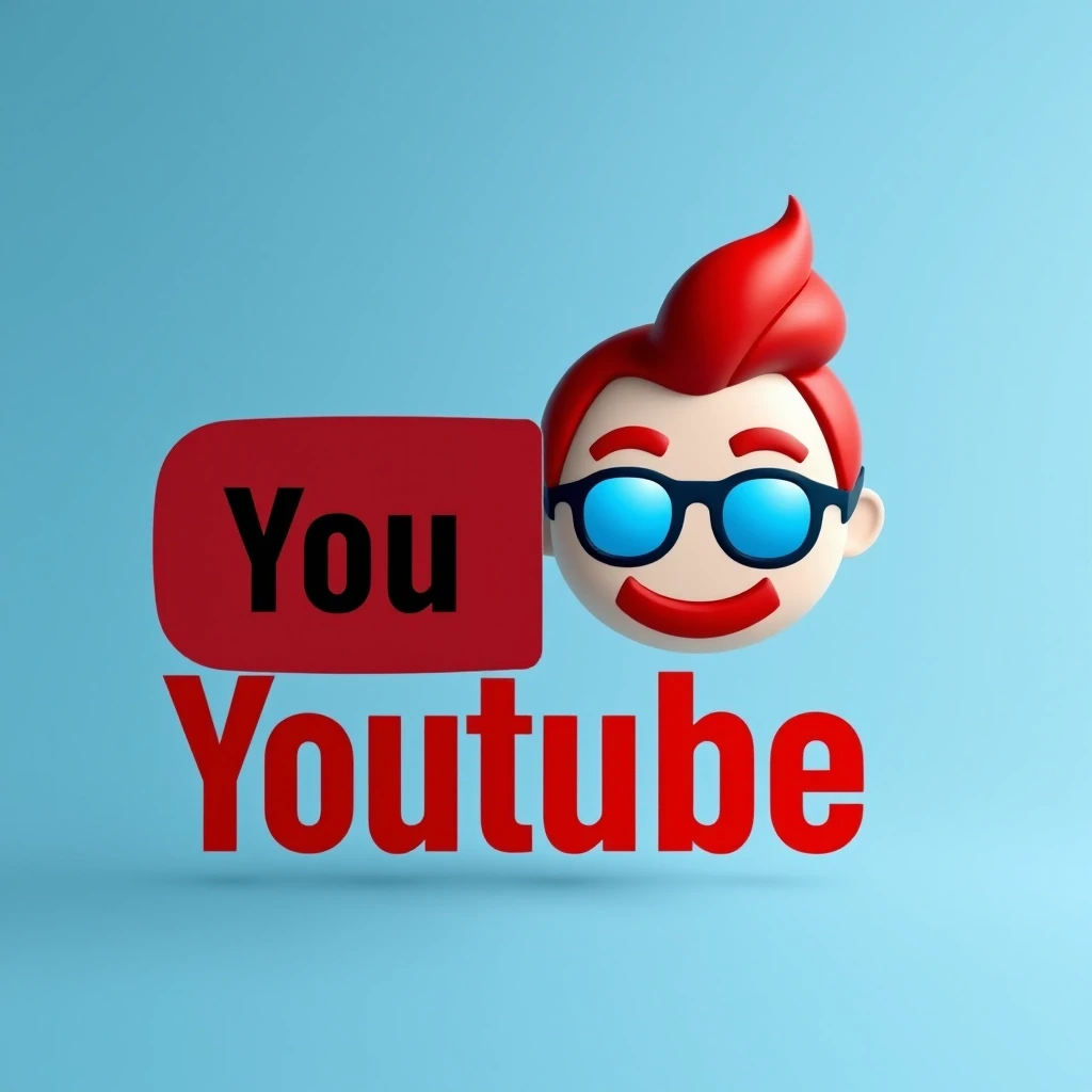 создай изображение, слева логотип youtube справа изображение смайлик Red John из сериала Mentalist на фоне с градиентным переходом светлых оттенков синего — работа пользователя…