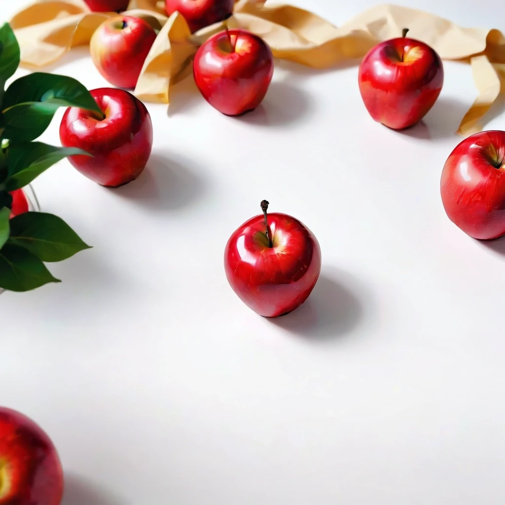 a red apple on a white table — работа пользователя Сильная Оптика