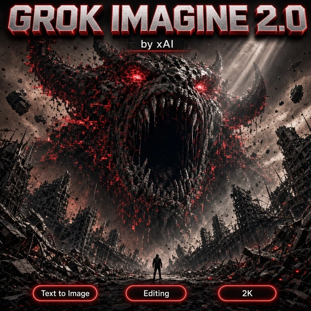 An intense, panoramic digital illustration in a gritty cyberpunk style, depicting a colossal Taotie, the ancient beast of gluttony, devouring a ruined metropolis. The gargantuan…