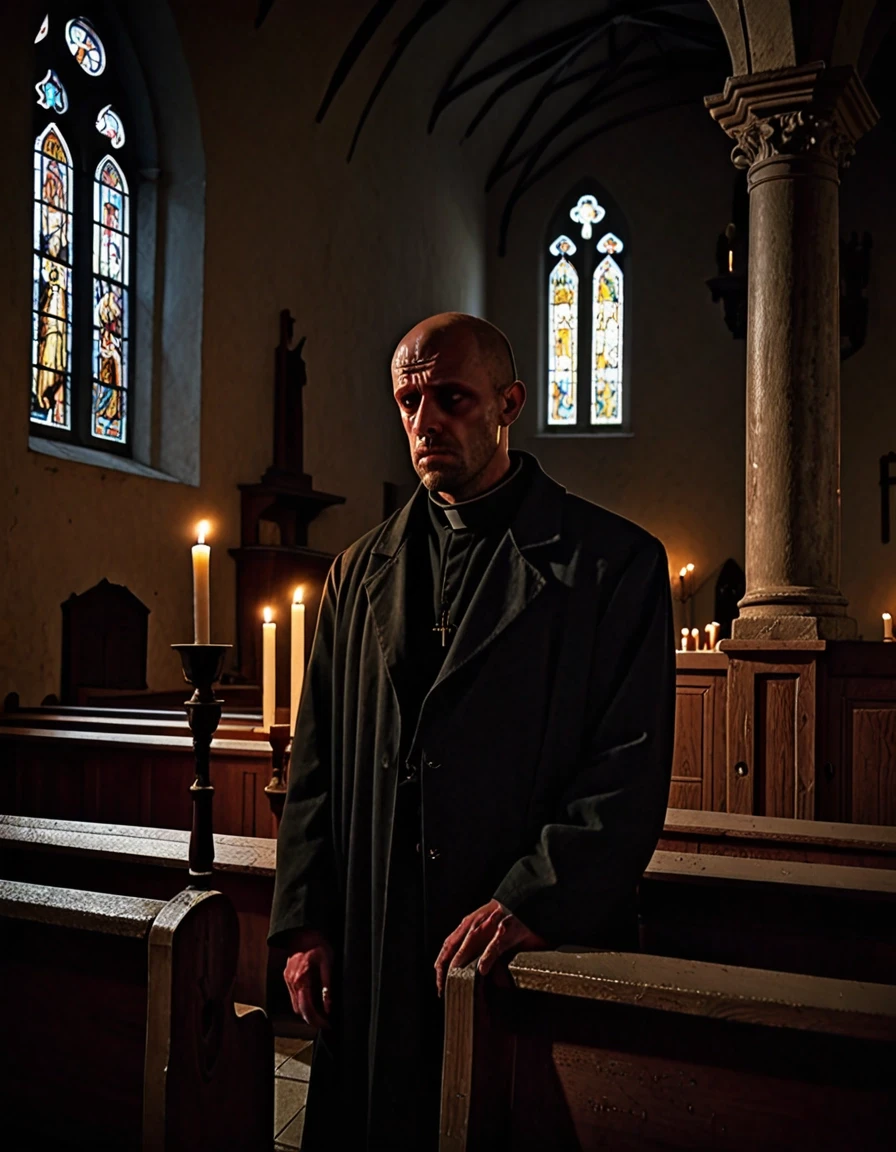 The hour before dawn inside an ancient European church. A weary hitman, exhausted by years of sleepless nights, stands beside the confessional and looks toward the altar. He has…