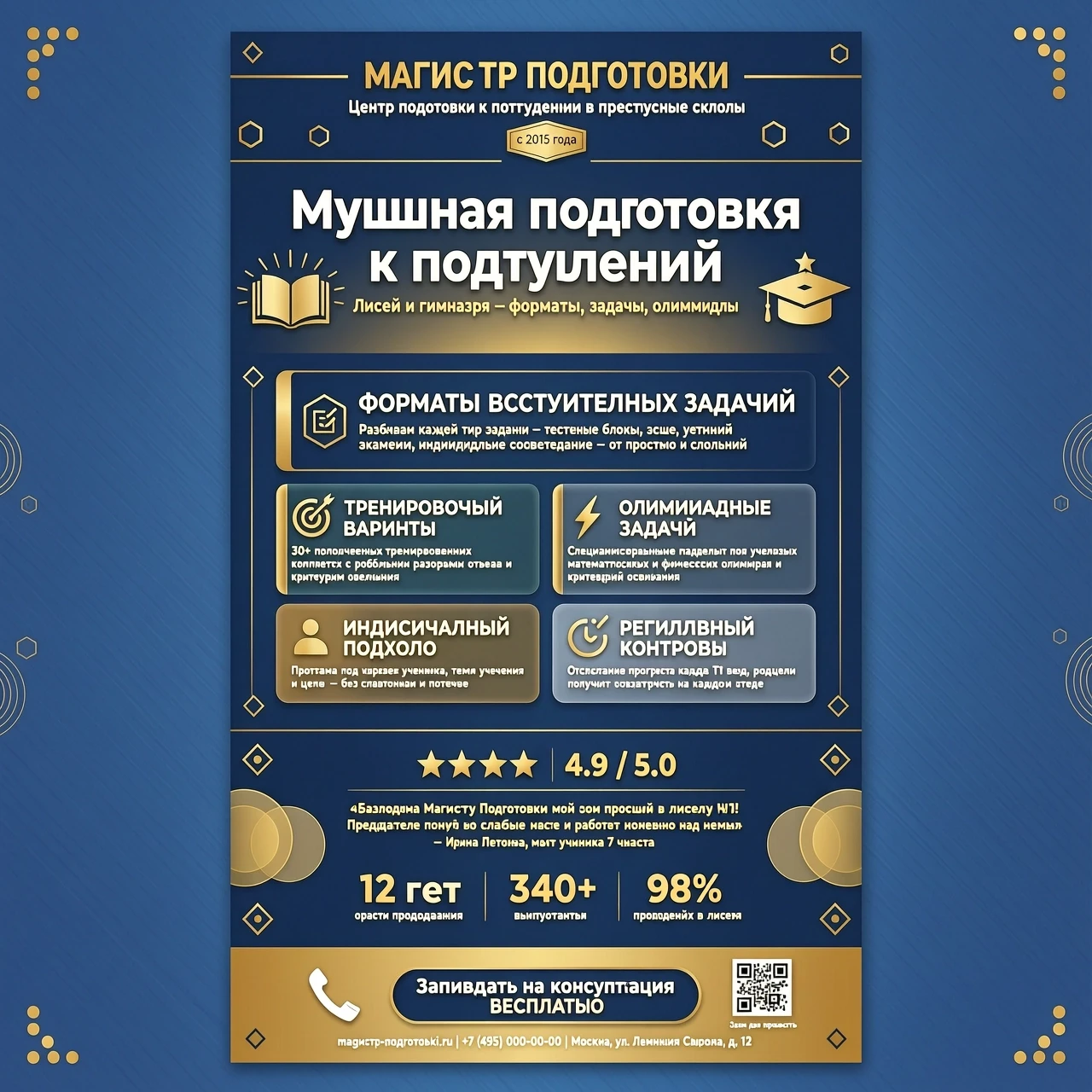 Мощная подготовка к поступлению в лицеи и гимназии — разбираем форматы вступительных заданий, тренировочные варианты, олимпиадные задачи Опыт работы — годы преподавания,…
