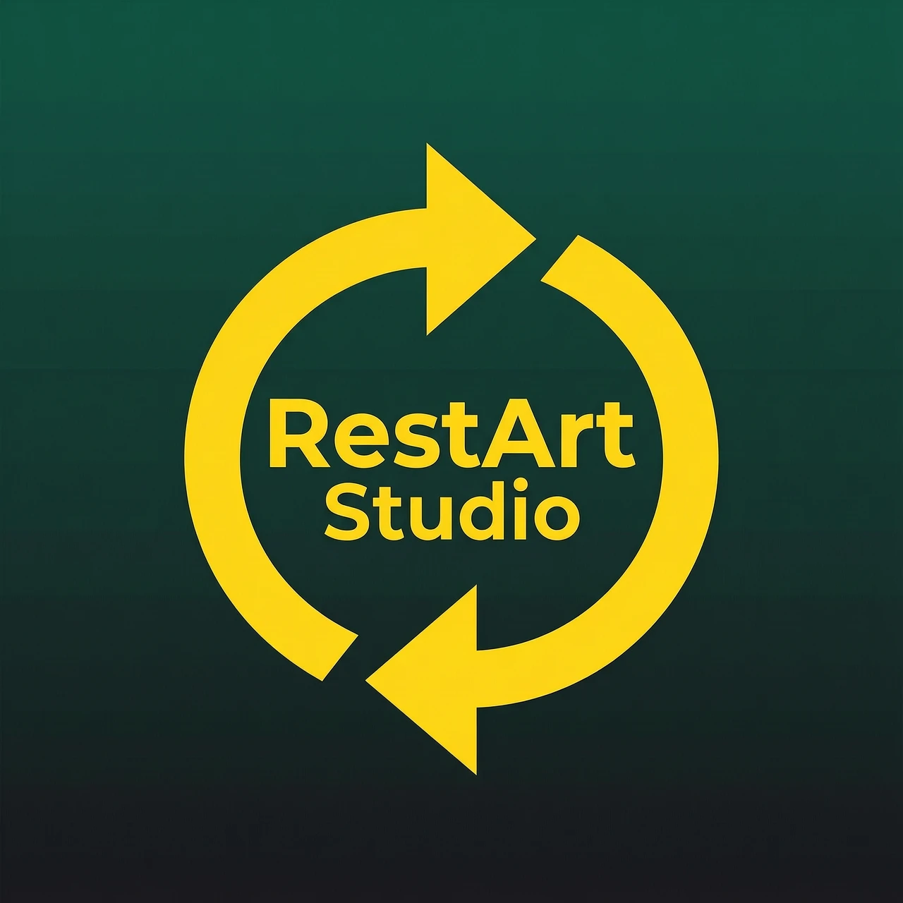 Логотип для студии детейлинга RestArt Studio. Основной элемент: знак перезагрузки — круговая стрелка, замкнутая в кольцо (⟳). Хвост наконечник стрелки выполнен в виде острого…