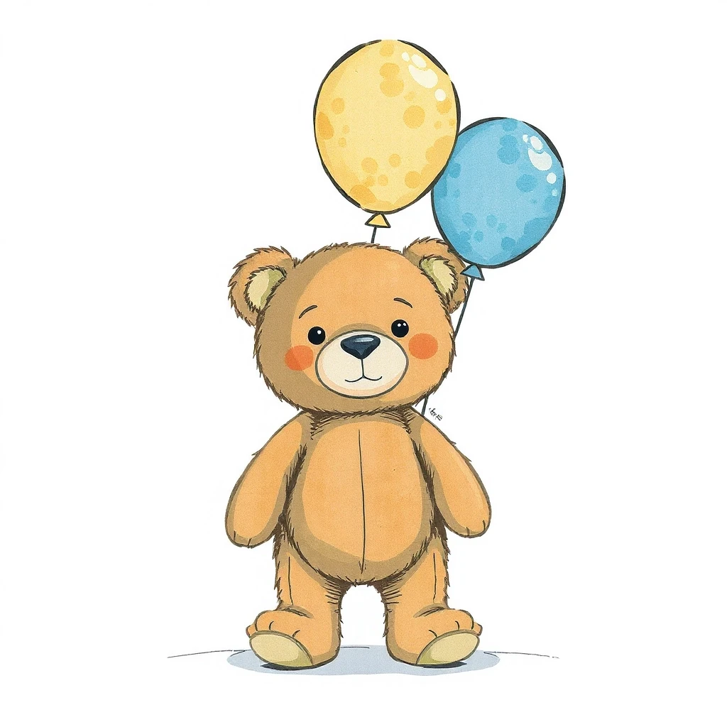 simple minimal teddy bear with three ballons — работа пользователя Безумный Светомант