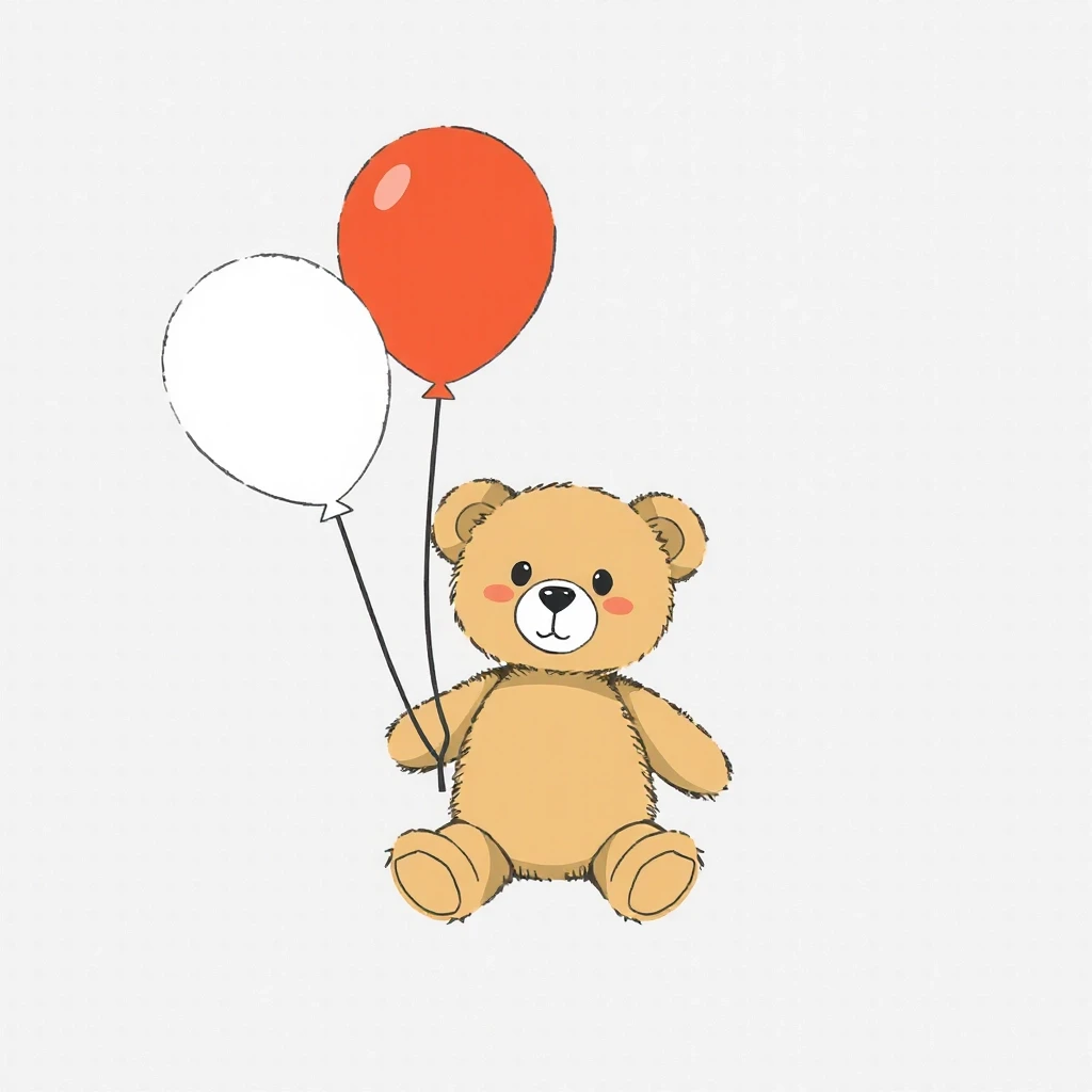 simple minimal teddy bear with three ballons — работа пользователя Безумный Светомант