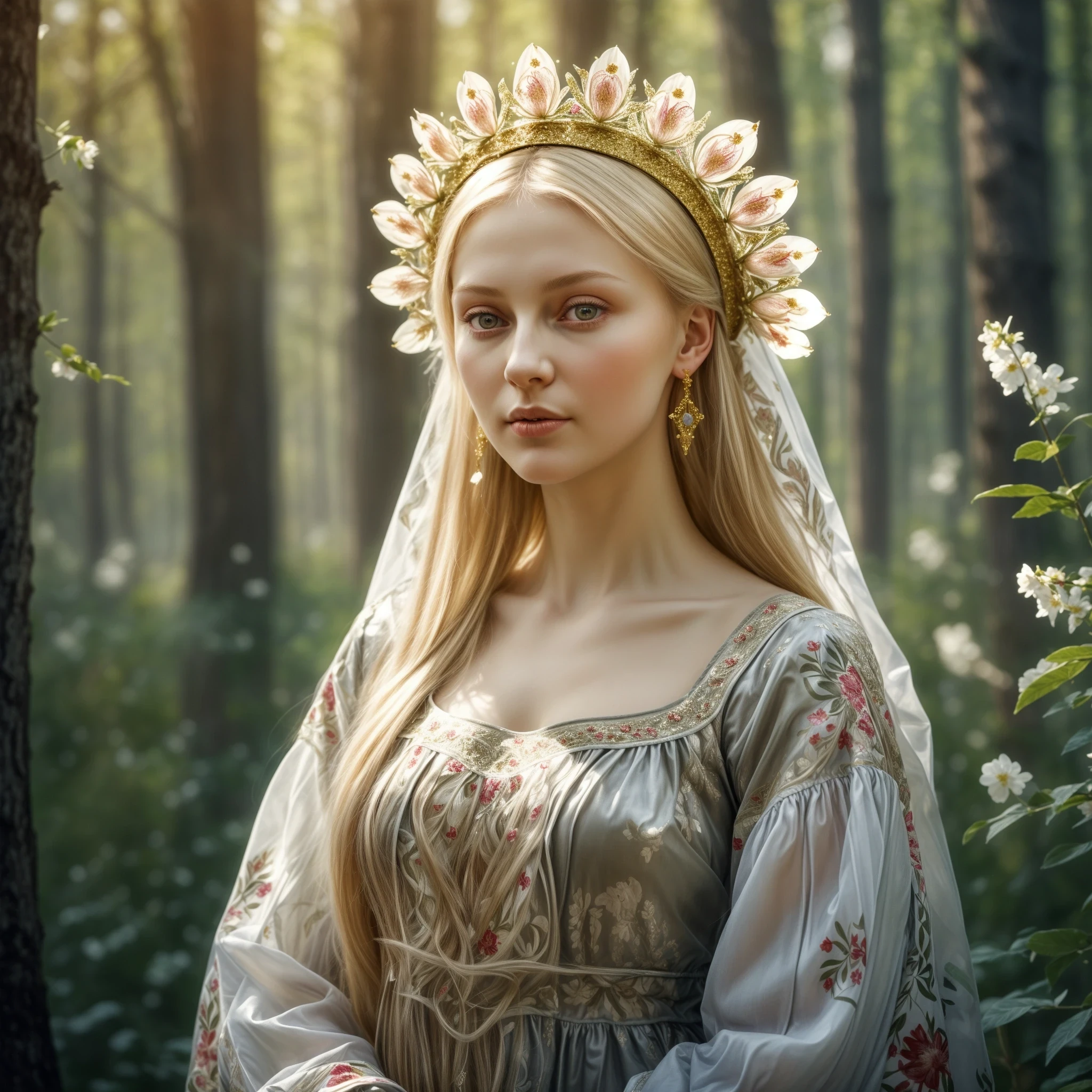 Russian Russians: A detailed portrait of a young woman of Slavic appearance from the 16th century in a traditional long Russian sundress and a traditional Russian cocoanut…