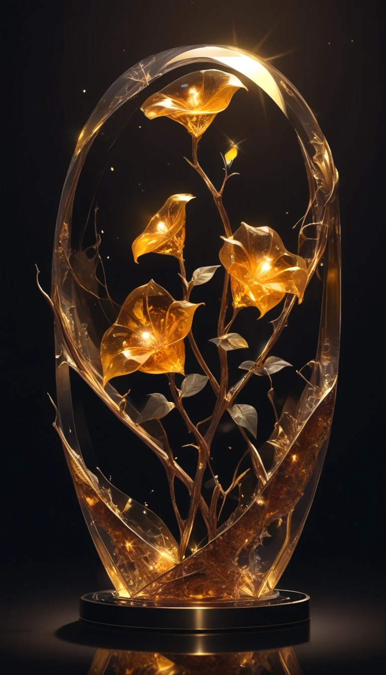 An unusual amber crystal. Exquisite, trypophobic patterns, ultra-modernity. Futurism, eclecticism. The background is dark, with shadows and spectacular lighting. Inside the…