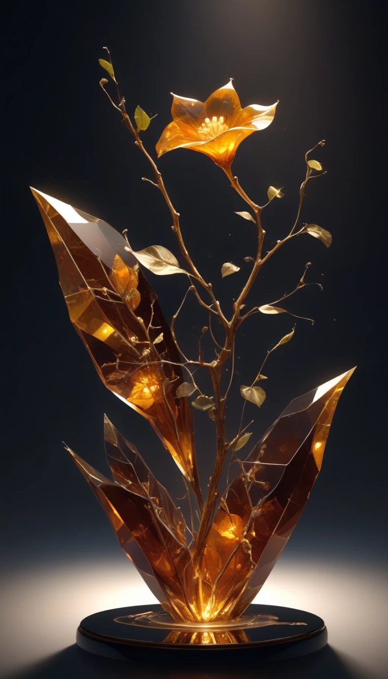 An unusual amber crystal. Exquisite, trypophobic patterns, ultra-modernity. Futurism, eclecticism. The background is dark, with shadows and spectacular lighting. Inside the…
