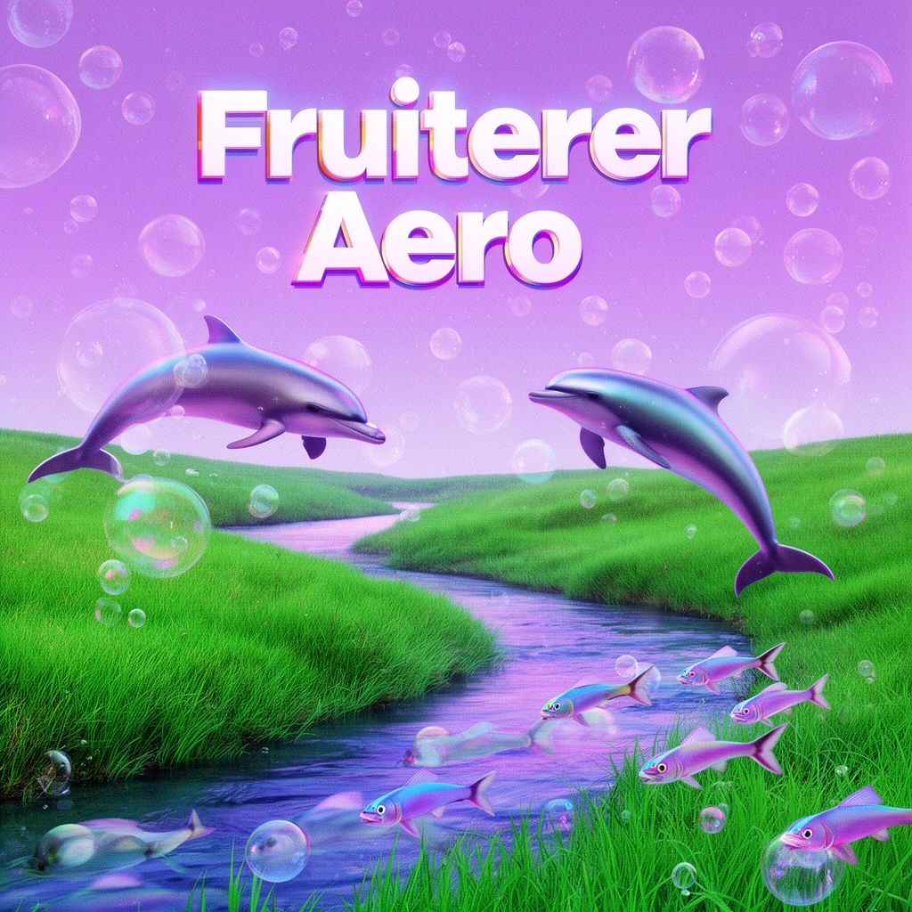 fruiterer areo, y2k, webcore, пузырьки, дельфин, трава, вода, речка, рыбки — работа пользователя Фантастическая Симметрия
