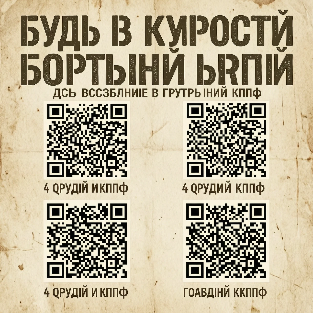 создать агитационный плакат на котором будет рапологаться 4 qr кода для вступление в группы кпрф и главный лозунг будь в курсе борьбы — работа пользователя Великий Электромант