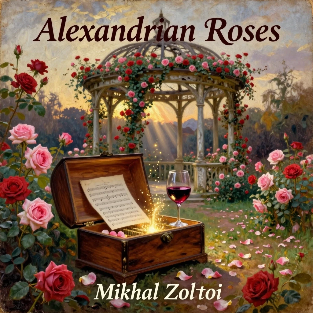 A hyper-detailed oil painting in the style of John William Waterhouse and the Pre-Raphaelites, square format 3000x3000. Cover of a classical music single. In the background, an…