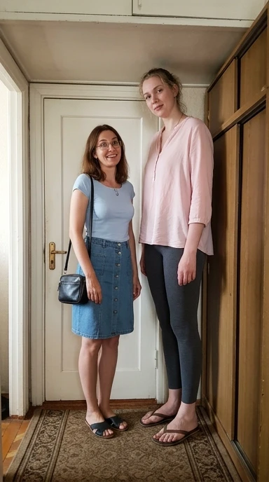 A vertical shot taken with a mobile phone camera: two friends are standing by the door in an ordinary Moscow apartment. Both of them are considered tall, and that’s the whole…