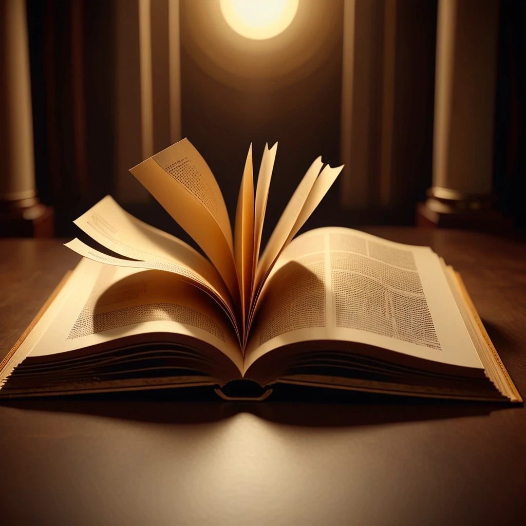 открытая книга, страницы которой превращаются в звуковые волны. На одной из страниц едва заметный силуэт рассказчика в профиль. Тёплая цветовая палитра: тёмно‑коричневый,…