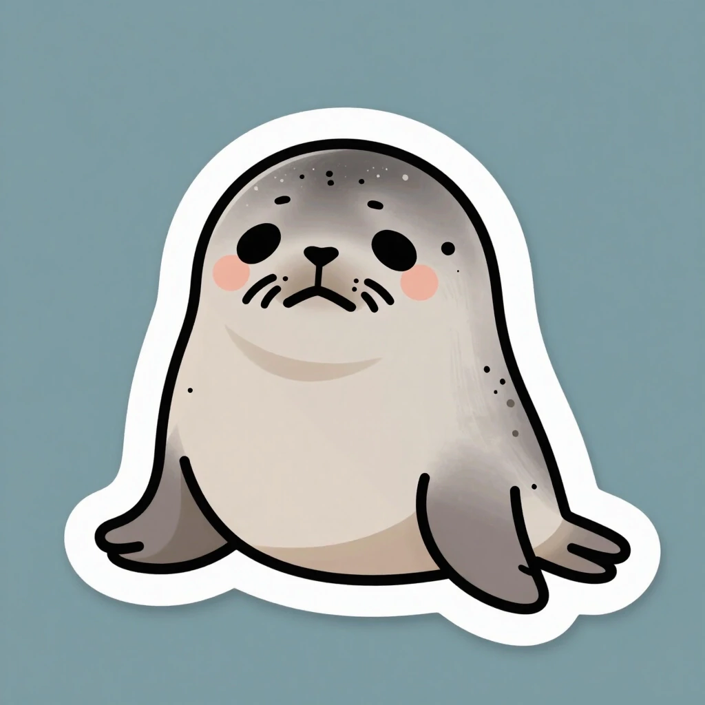 Draw a cute sad seal as a sticker — работа пользователя Вулканический Криоген
