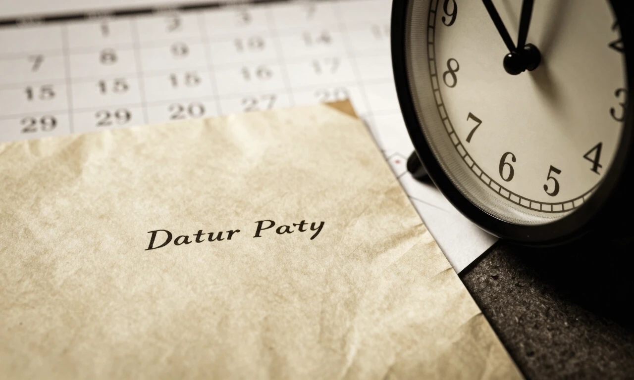 Close-up of dated letter next to ticking clock and calendar pages, tension concept, dramatic lighting, sepia — работа пользователя Необыкновенный Фенрир