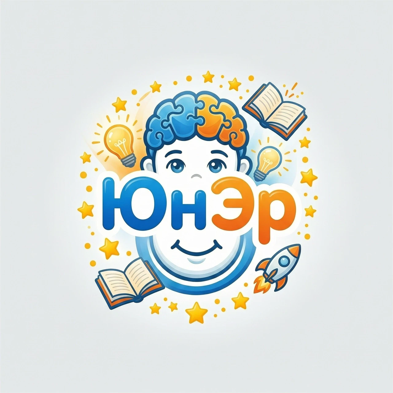Создай логотип для YouTube-канала "ЮнЭр" на тематику воспитания и развития детей. Стиль: современный, дружелюбный, детский, но при этом профессиональный. **Основные…
