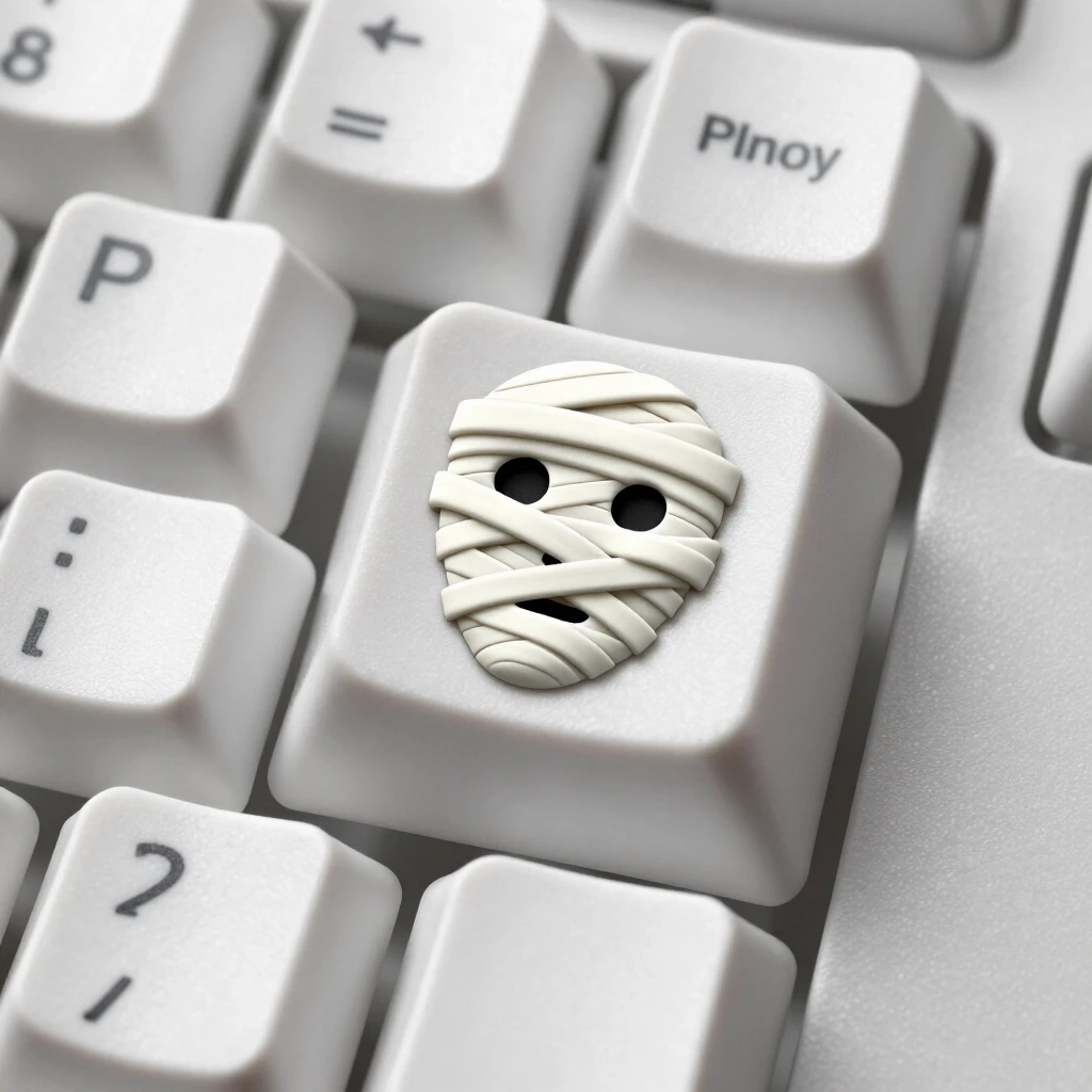 A mummy face keycap engraved on the entire game keyboard key — работа пользователя Радужная Оптика