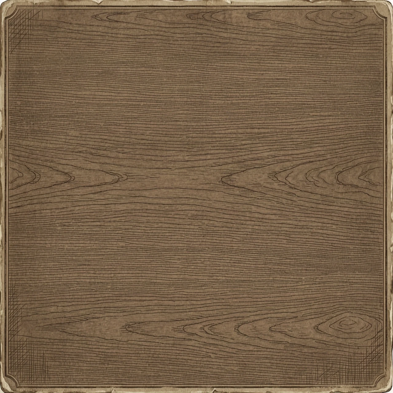 Simple wood texture in the style of antique tabletop RPG rulebook endpapers, muted walnut brown, fine natural grain, faint ink hatching for depth, aged and slightly worn, flat…