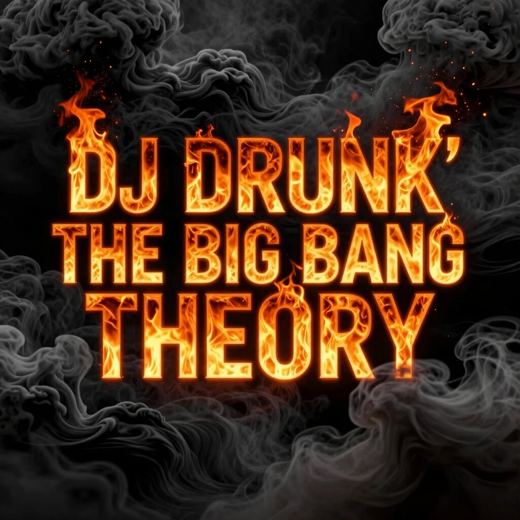 Trendy 2026 electronic music album cover. Background of cinematic, photorealistic rolling waves of thick black smoke and dark ash. Hyper-bold, wide contemporary font placed in…