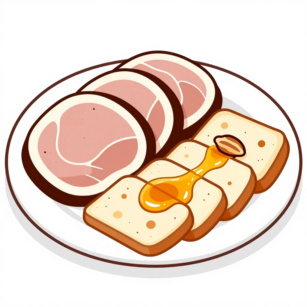 scetch of sliced meat and sliced cheese with honey and nuts on a plate — работа пользователя Роскошный Порыв