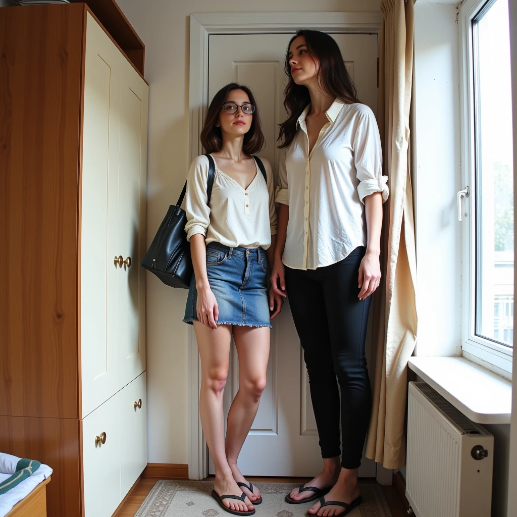 A vertical shot taken with a mobile phone camera: two friends are standing by the door in an ordinary Moscow apartment. Both of them are considered tall, and that’s the whole…