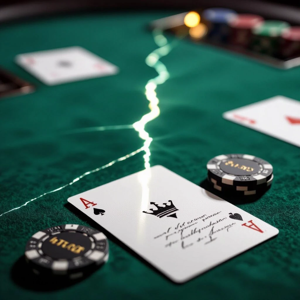 Premium A5 book cover for a detective thriller, vertical orientation. Cinematic realism, hyper-detailed photorealism. Composition: A macro close-up shot of a professional poker…