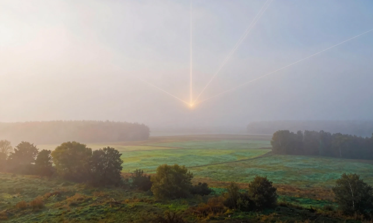 Wide panoramic landscape of ancient Rus’ in vertical 9:16 format. The scene is enveloped in a thick, opalescent fog that obscures details. As the camera slowly pans, the fog…
