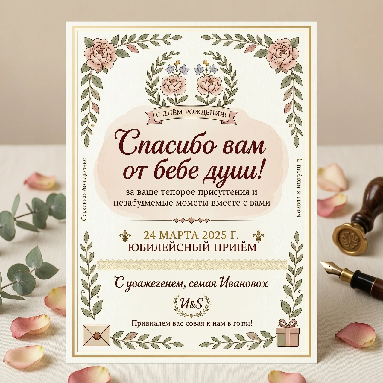 картинка для мини-открытки-благодарности для гостей от юбиляра — работа пользователя Осенний Снегопад
