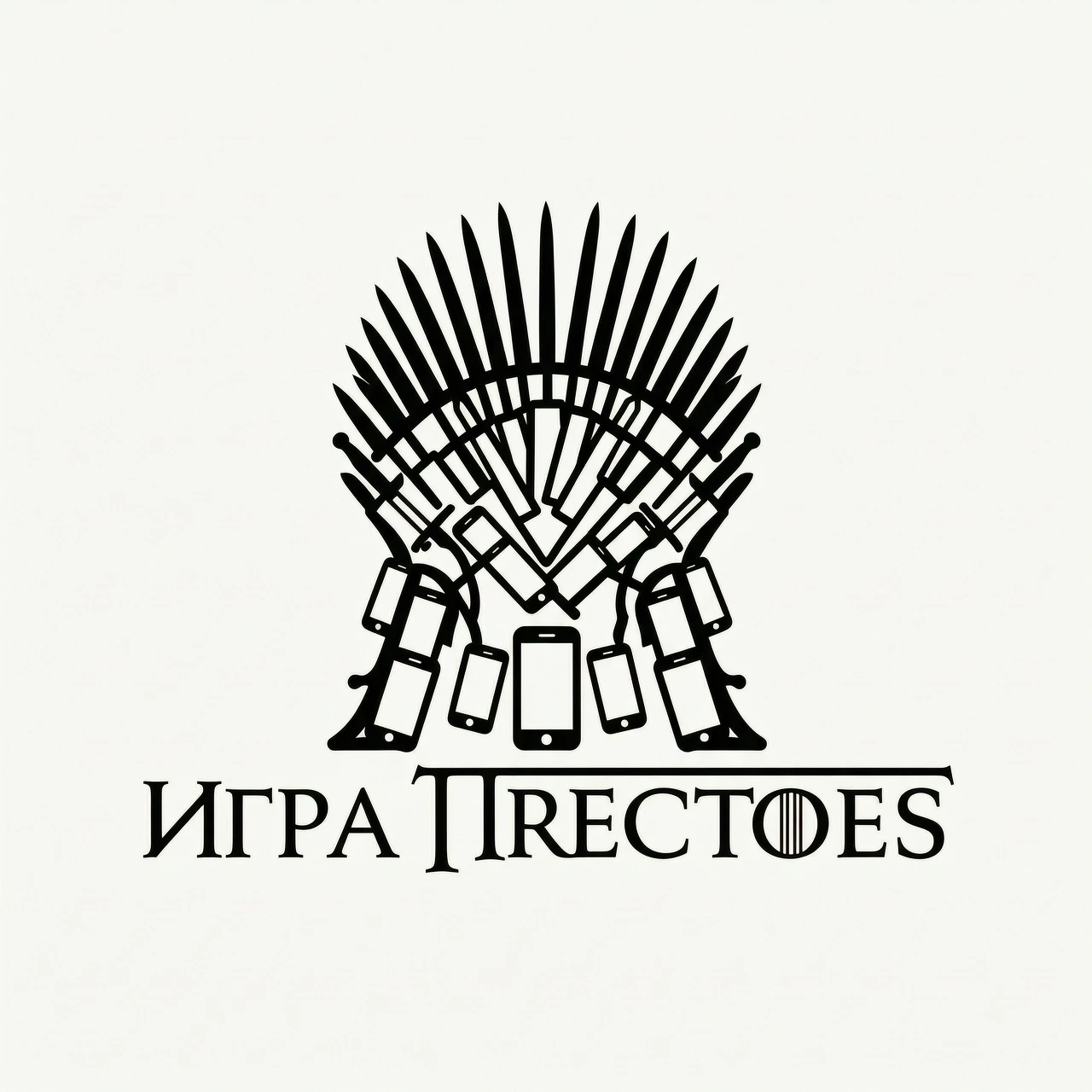 Есть сериал "Игра престолов", главный символ этого сериала трон из мечей, нарисуй символ этого трона в виде минималистического рисунка, но вместо мечей должны быть…