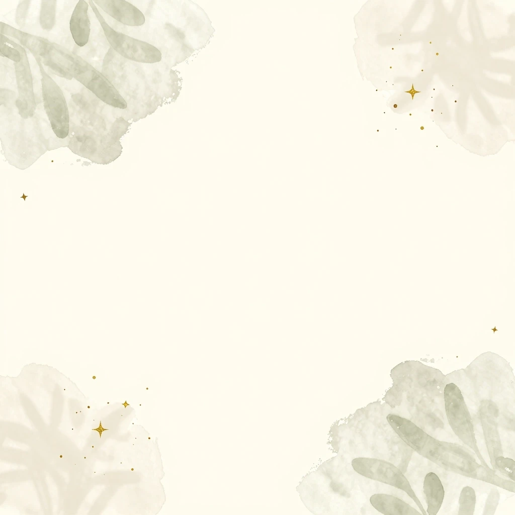 Minimalist aesthetic background for text, empty center, soft beige and cream textured watercolor paper, delicate olive green watercolor brush strokes in the corners, soft…