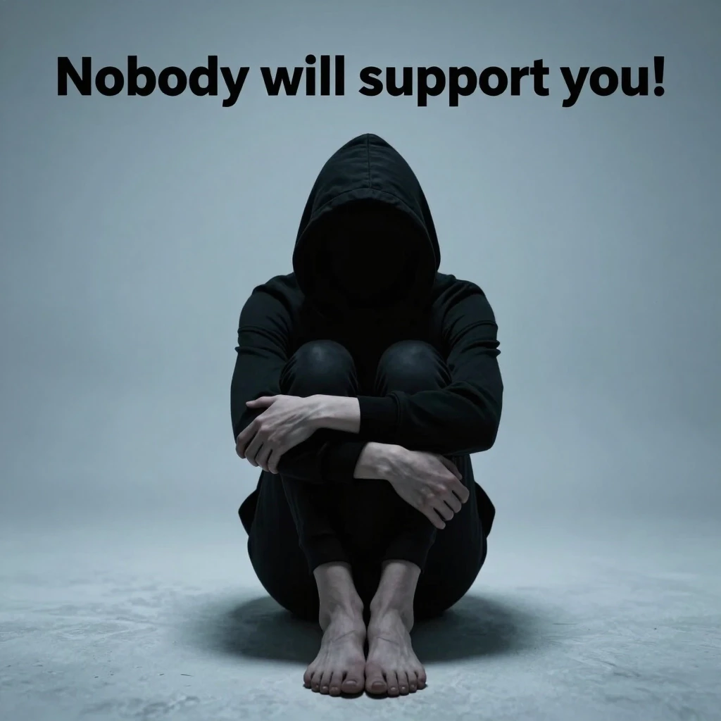 Cover for the track "Nobody will support you!". Music in the style of melodic techno. Hopelessness and sadness should be depicted — работа пользователя Неземная…
