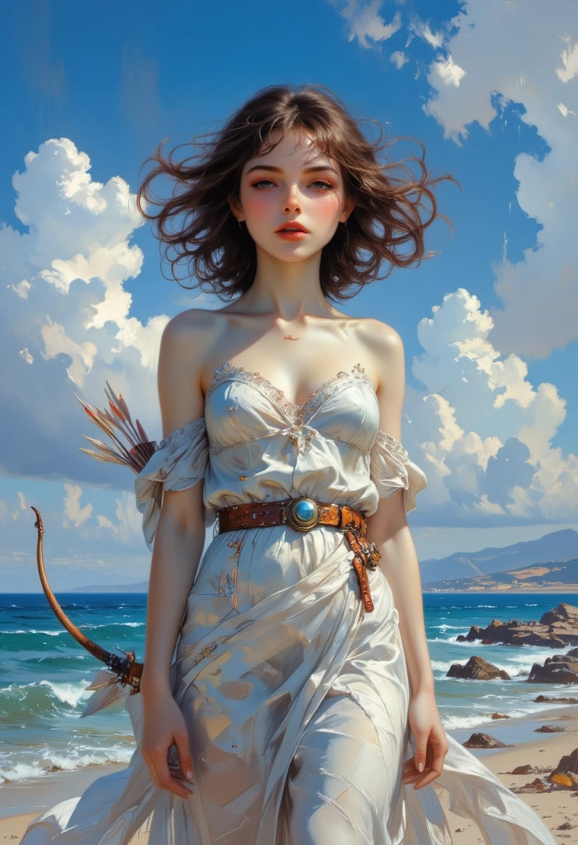 A masterpiece in the style of Alma Tadema, featuring clear lines, dynamic brushstrokes, and rich textures in the background, evoking nostalgia, perhaps with subtle patterns…