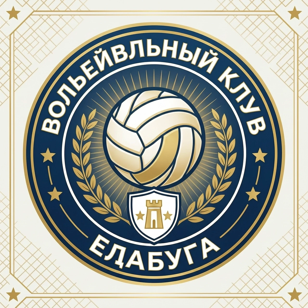 создай эмблему женского волейбольного клуба с гербом города Елабуга, с волейбольным мячом волар "олимп" без года только круг — работа пользователя Суперсильная Экситон