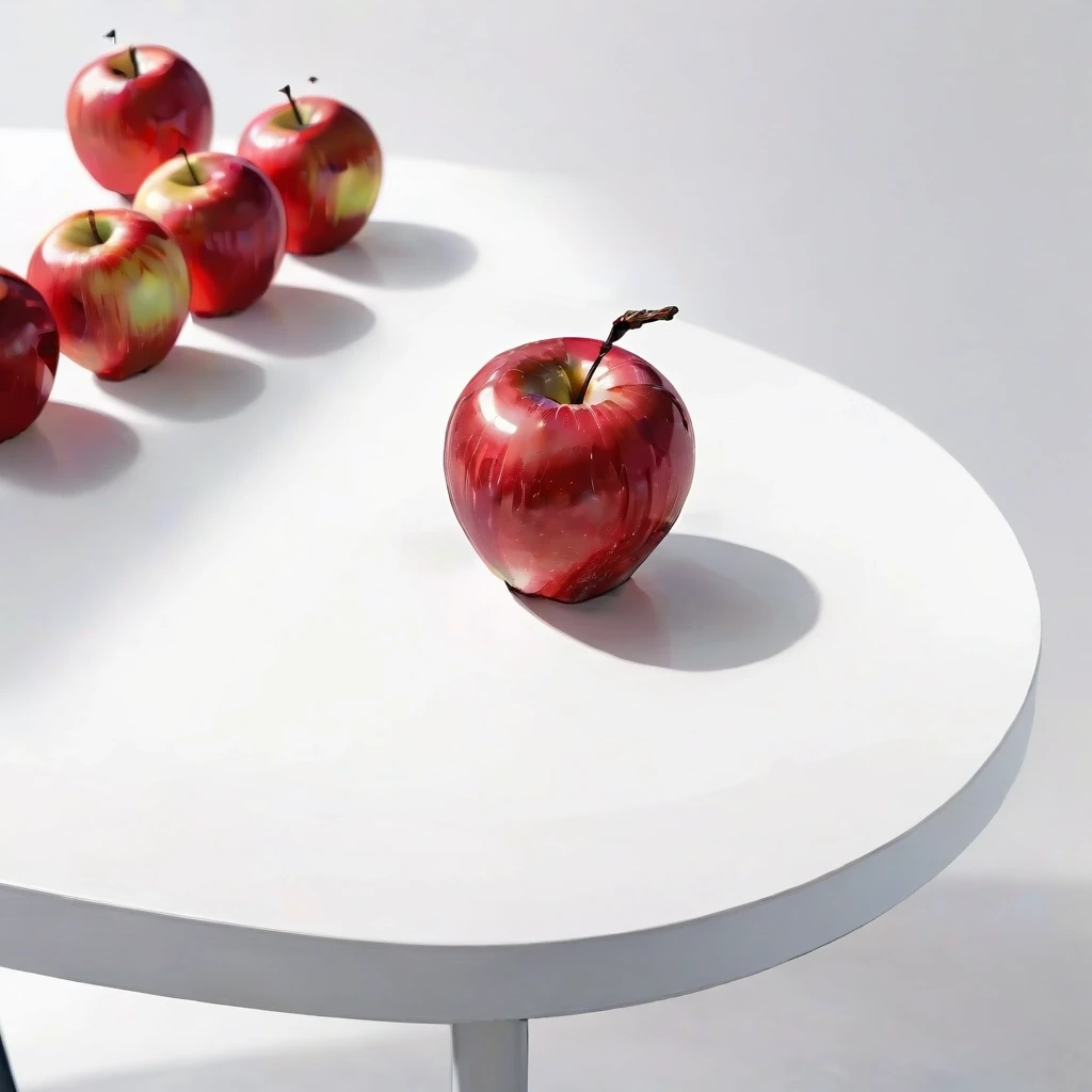 a red apple on a white table — работа пользователя Сильная Оптика