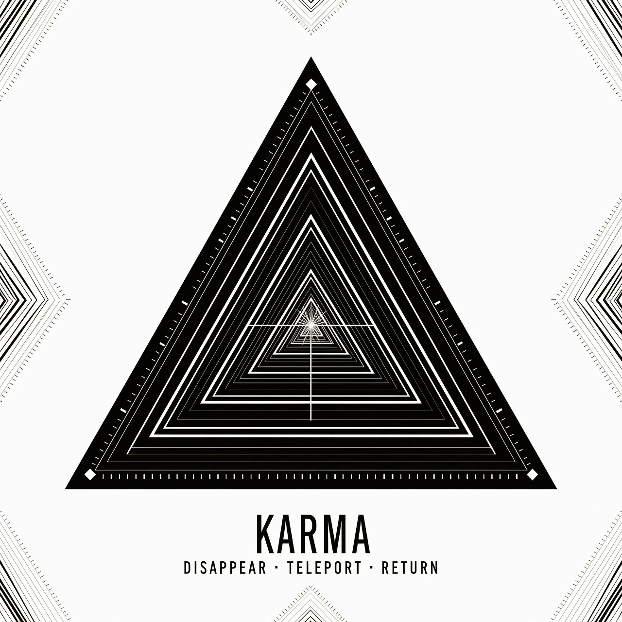 arafed image of a triangle, black and white logo, unique silhouettes, karma, symmetrical shape, white tracing, teleportation, profile image, disappearing — работа пользователя…