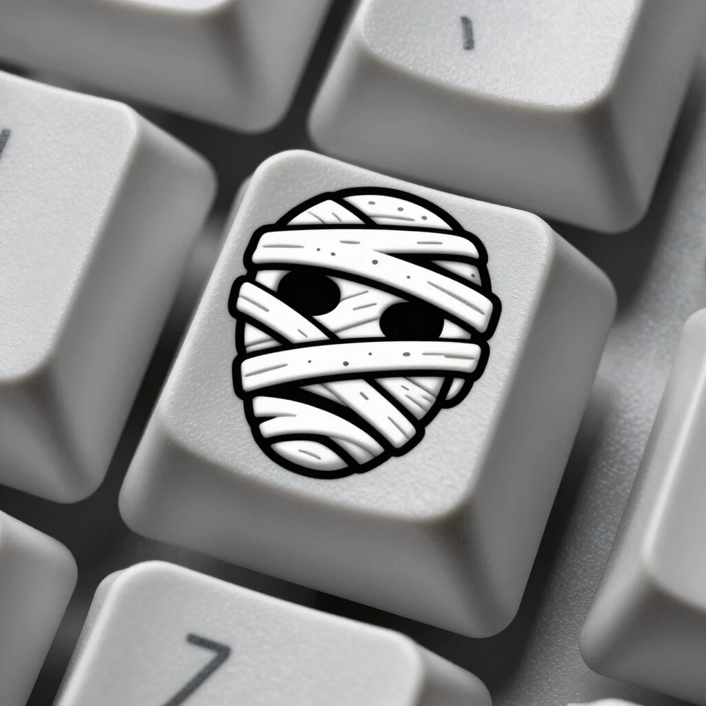 A mummy face keycap engraved all over the key in an enlarged size for the gaming keyboard — работа пользователя Радужная Оптика