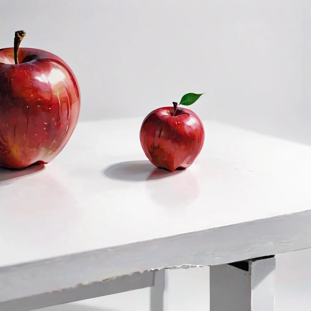 a red apple on a white table — работа пользователя Сильная Оптика