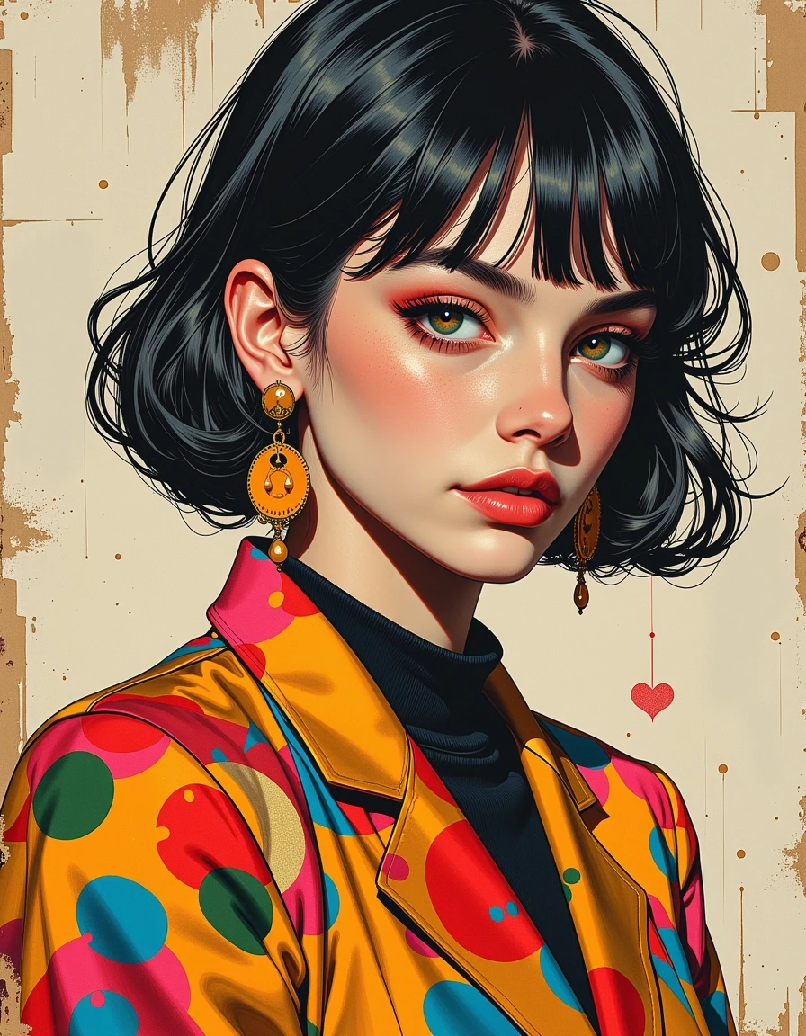 A masterpiece, in the style of the 1980s, with bold lines, dynamic strokes and rich textures, on background with a touch of nostalgia, perhaps with subtle drawings inspired by…