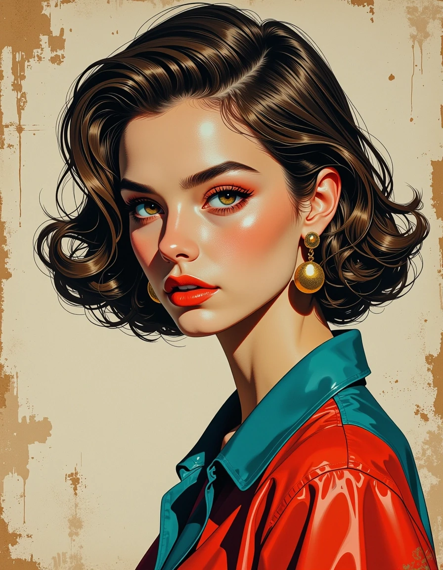 A masterpiece, in the style of the 1980s, with bold lines, dynamic strokes and rich textures, on background with a touch of nostalgia, perhaps with subtle drawings inspired by…